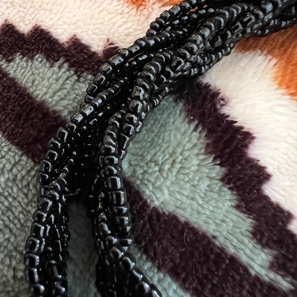 ❤️ Braided Lanyard Black Seed Beads Southwestern Native Ethnic Tribal - Picture 3 of 4